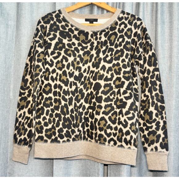 J. CREW Leopard Crewneck Sweatshirt Womens Animal Print Size XSmall - Picture 8 of 13